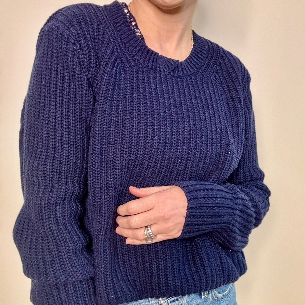 Phillip Lim for Target Blue Sweater with Rhinestone Collar